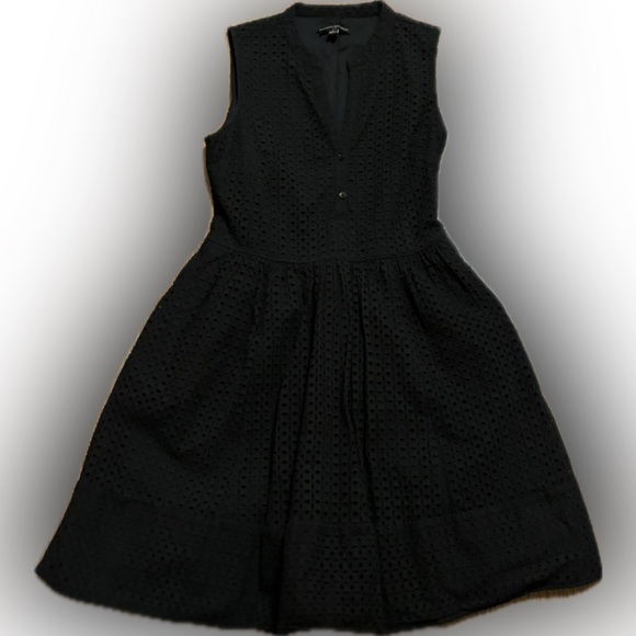 Excellent condition Banana Republic black fit and flare eyelet dress with liner. - Picture 1 of 9
